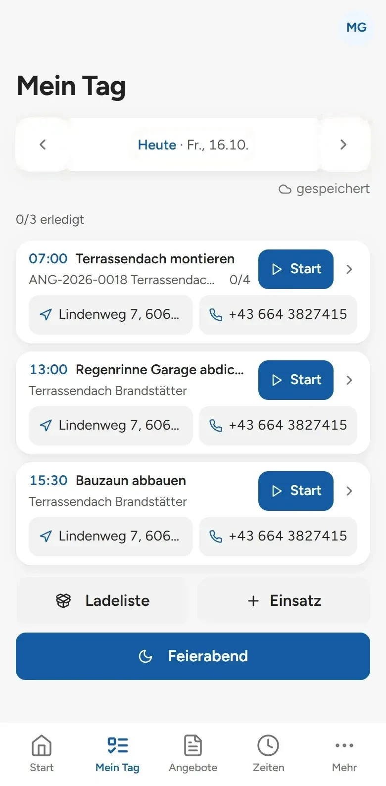Mein Tag am Handy: die Einsätze des Monteurs